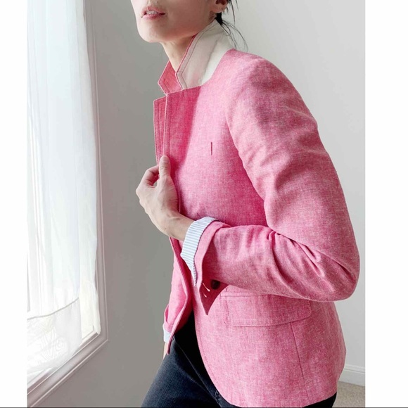 JCREW COTTON LINEN BLAZER JACKET - PINK - Picture 2 of 9